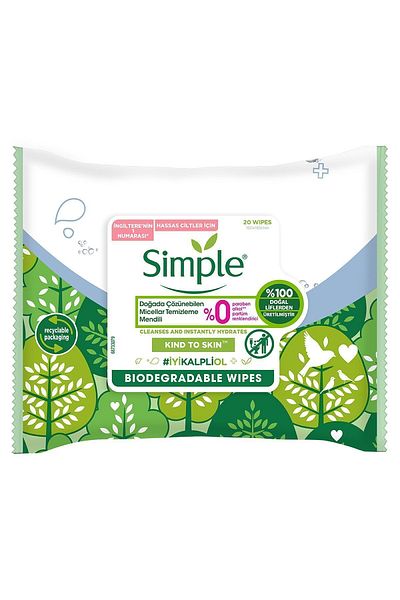 Simple Kind To Skin Micellar Facial Cleansing Wipes for Sensitive Skin 20 Pieces