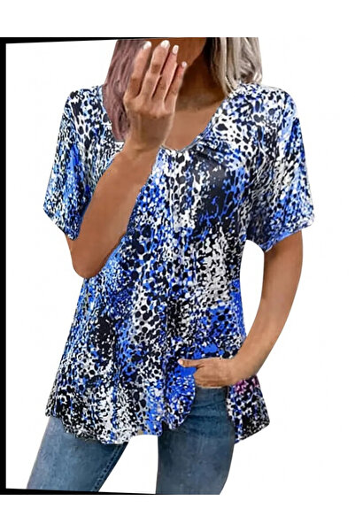 Kokosh moda Кольорова блуза з V-подібним вирізом і леопардовим принтом - з збірками