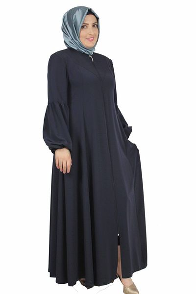 Bluence معطف علوي نسائي بسحاب وياقة أمامية باللون الأزرق الداكن