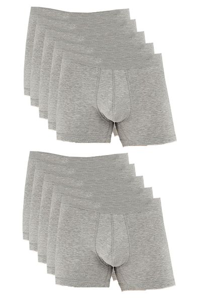Bluence Ανδρικό βαμβακερό Lycra Stretchy Grey Boxer 10 τεμαχίων