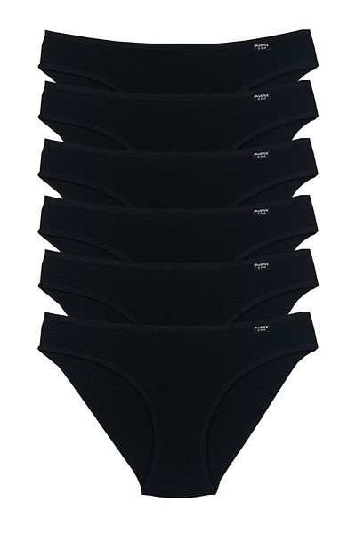 Bluence Chiloți negri din Lycra pentru femei de mărime mare, pachet de 6