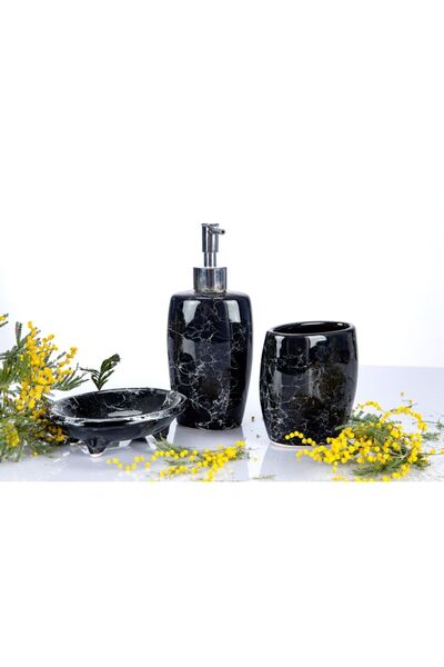 RED SERAMİK Seramik No5 Red Collection - Μαύρο Σετ Μπάνιου 3 τεμαχίων