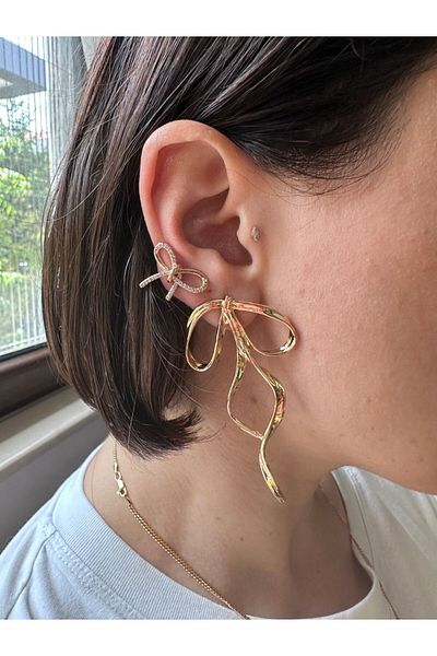 İlayda Ribbon Design - Illys Gold Large Earrings
