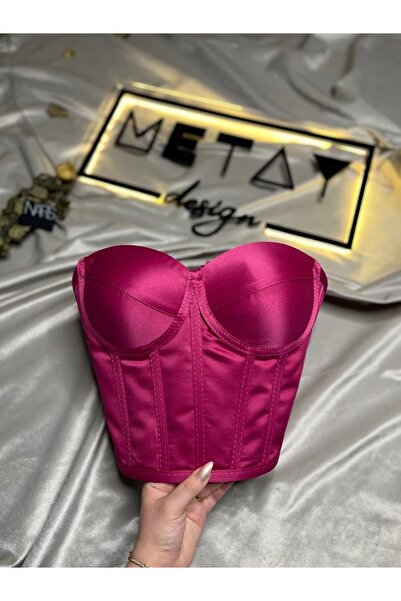 Metay Design Fuşya Korse Büstiyer Saten Model-L