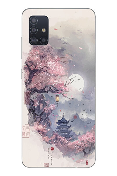 SUPER FRAME Samsung Galaxy A51 Uyumlu Sanatsal Manzaara Tasarımlı Şeffaf Tele...