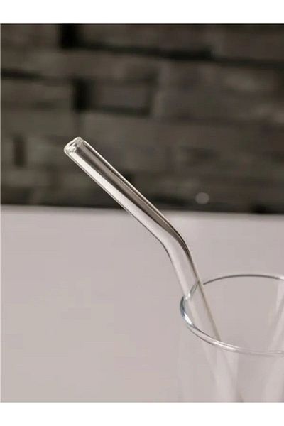 İLBEY Life Transparent 2-Piece Glass Inclined Straw