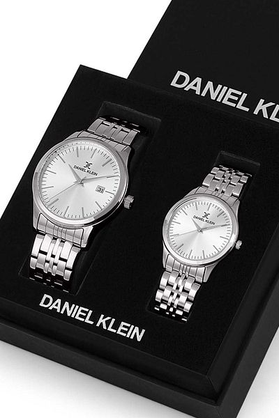 Daniel Klein Steel Bracelet Metallic Lover Wristwatch Set in Special Box