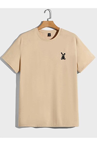 coolart Mini Rabbit T-Shirt - Beige printed Oversize καλοκαιρινό κοντομάνικο ...