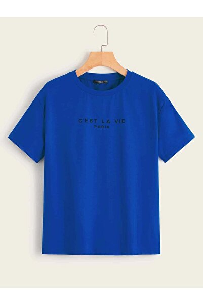 coolart Tricou Cest La Vie Paris - Tricou supradimensionat cu mânecă scurtă d...