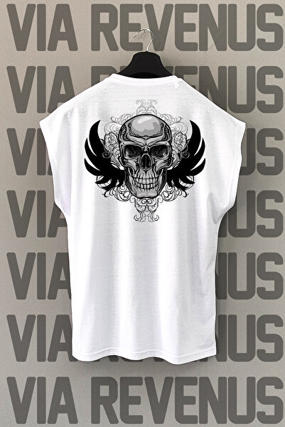 Vordevia Bela sportska majica - leđa sa lubanjom Štampano , bez rukava