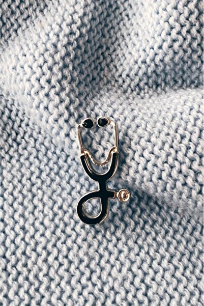 Herşey Nota Siyah Steteskop Doktor Hediye Rozet Hemşire Tıp Hastahane