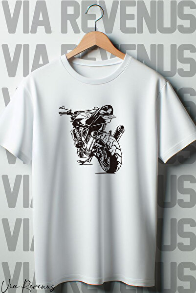 Vordevia Motorcycle Printed White Oversize T-Shirt