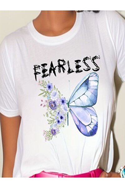 CLASSY.MODA تي شيرت نسائي من جيرسي واحد - تي شيرت أبيض مطبوع كبير الحجم بياقة...