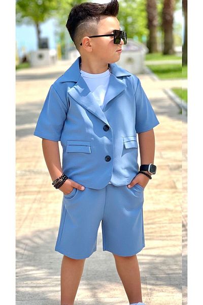 Calisa Costum Palazzo de vară pentru băieți - jachetă, tricou și pantaloni scurți Bermuda