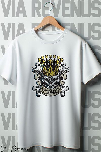 Vordevia Λευκό μπλουζάκι Oversize - King Skull Printed