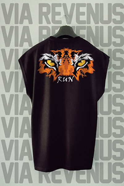 Vordevia Αθλητικό μπλουζάκι Black Tiger Run - Πίσω στάμπα, μηδενικά μανίκια