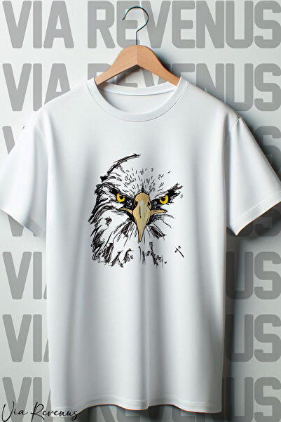 Vordevia Tricou alb oversize - imprimat cu vultur