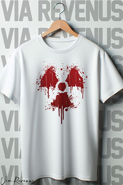 Vordevia Tricou alb oversize - imprimat cu radiații