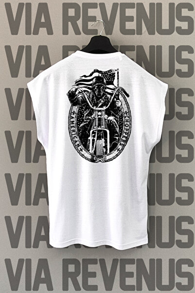 Vordevia American Choppers Біла спортивна футболка - з принтом мотоцикліста н...