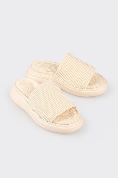Elle Shoes Beige Women's Slippers