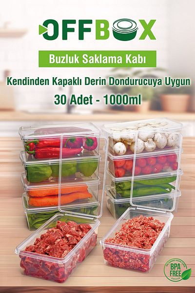 OFFBOX 1 Lt. 30 Pieces - Food, Vegetable and Fruit Storage Container Organizer