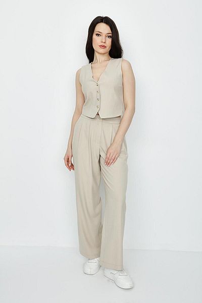 Select Moda Women's Beige High Waist Palazzo Pants