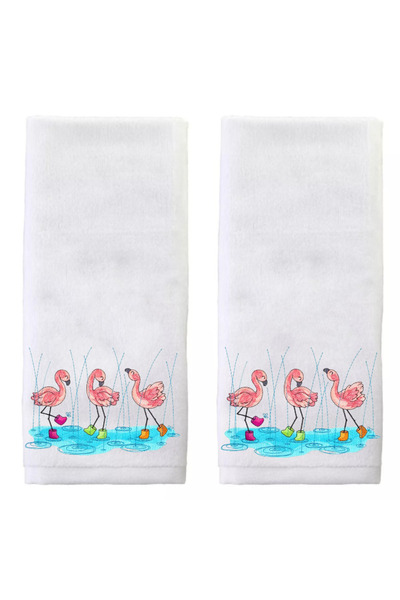 Ursa منشفة أطفال مطرزة فلامينجو راقصة في المطر 2 قطعة 30×50