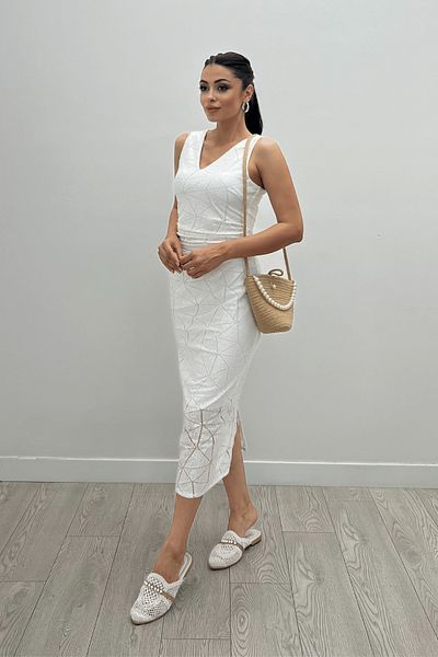 giyimmasalı Rochie creion din dantelă albă
