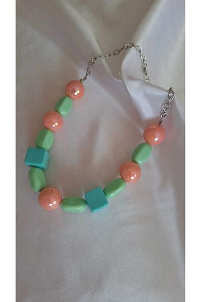 SOUL BY A&B Shiny Pearlescent Pink Green Blue Summer Necklace