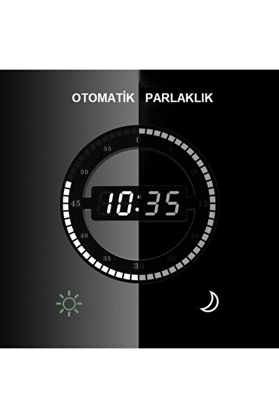 HyMark 3d Led Dijital Elektronik Modern Duvar Ve Masa Saati Tarih Derece