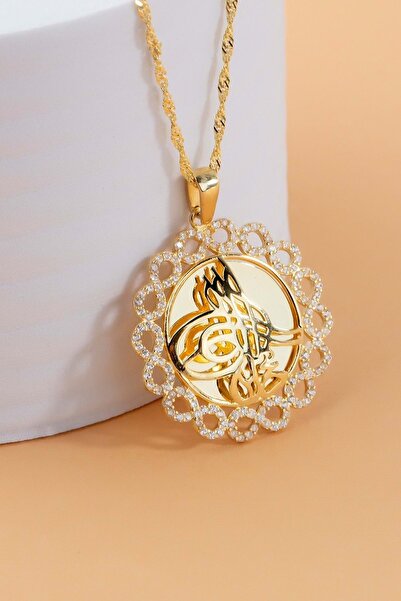 Else Silver 925 Ayar Sonsuzluk Çerçeveli Gümüş Tuğra Kolye