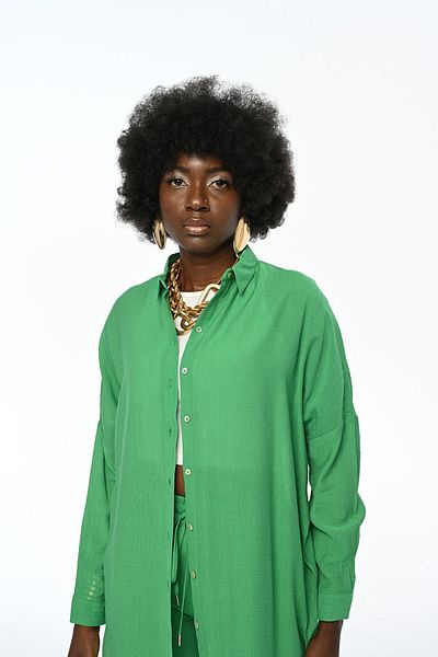 Orfeo Negro Women's Oversize Colored Shirt - Straight Cut Without Pockets
