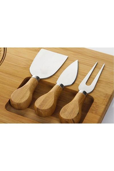 Bambum Fhume Modern - 4 Pieces Cheese World, BPA Free Bamboo Beige Presentation Plate - 39 Rectangle