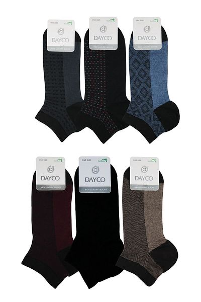 DAYCO Premium Seamless Ανδρικά Μποτάκια Μπαμπού Κάλτσες 6 τεμαχίων Jacquard Assorti Set - 41-45 - 10500-j