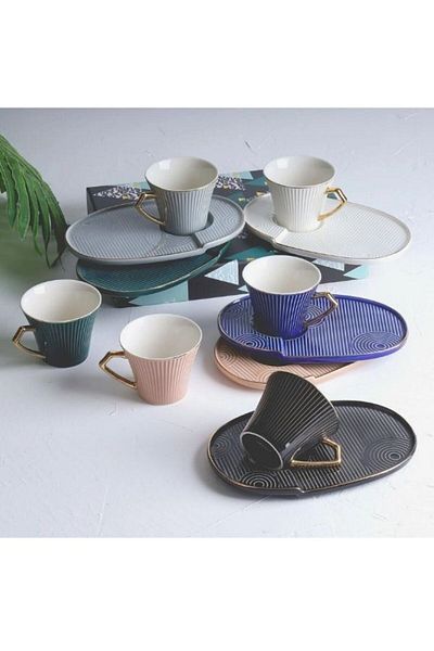 Viyalente 6-Piece Porcelain Coffee Cup Set