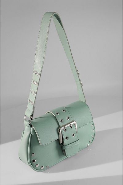 Rimense Mint Green Troc Studded Women's Hand and Shoulder Bag - Lined