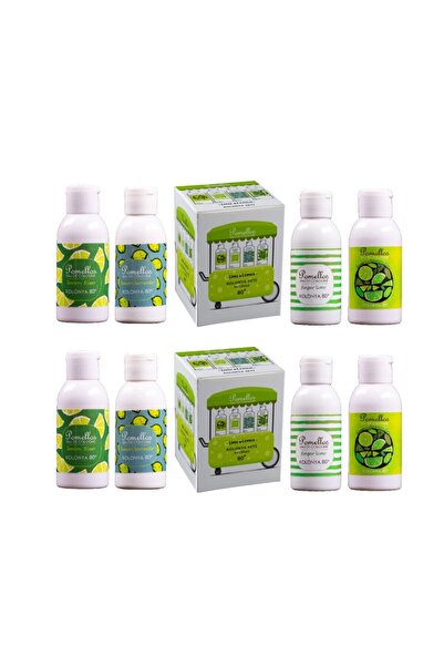 Pomellos Lıme & Lemon 4'lü Kolonya Seti 2 Set (4x100 ml, 80 Derece, Pet Şişe)