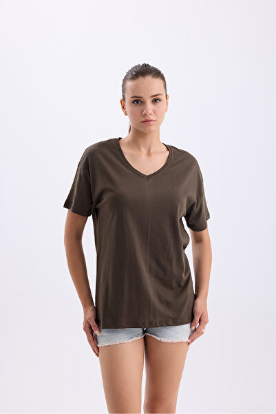 Get Crazy Μπλουζάκι με λαιμόκοψη V oversized Χωρίς τύπωμα - unisex