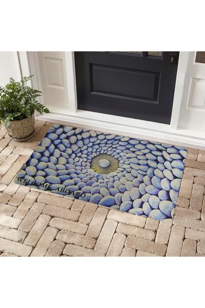 Myfloor سجادة باب أمامية مطاطية عالية الجودة مطبوعة بالأحجار والترحيب
