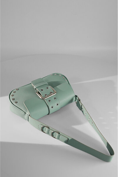 Rimense Mint Green Troc Studded Women's Hand and Shoulder Bag - Lined