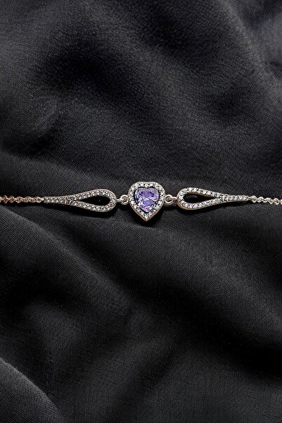 ADA LİFE GÜMÜŞ (IŞIKLI KUTULU)925 Ayar Gümüş Pırlanta Kalp Model Kadın Bileklik