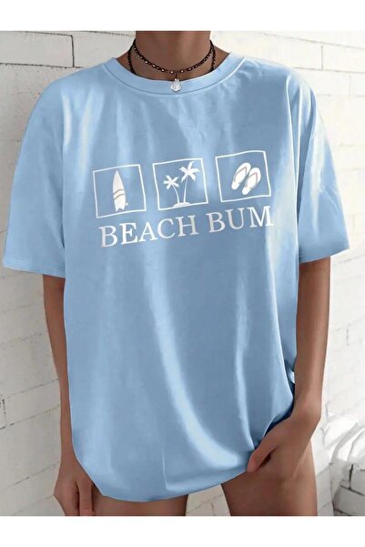FAVORİST BEACH BUM تي شيرت قطني كبير الحجم بأكمام قصيرة
