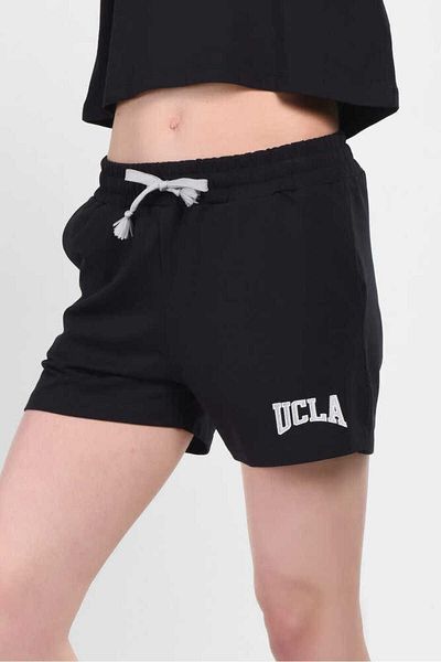 UCLA Pantaloni scurți tricotați de damă cu broderie neagră Rosa