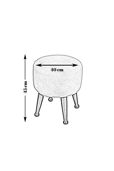Asedia Miskin Ceviz Teddy Kahve Ahşap Ayaklı Peluş Puf Makyaj Koltuğu Yuvarlak Tabure