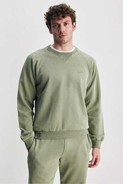 UCLA Yeşil Bisiklet Yaka Nakışlı Standard Fit Erkek Sweatshirt