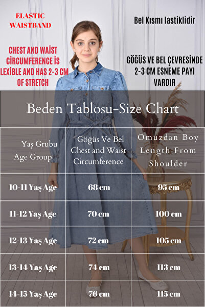 Asortix Girl's - Washed Denim Fabric Cotton Long Jeans Jean Dress