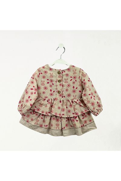 For My Baby Fou Baby Flower Printed Robe Dress