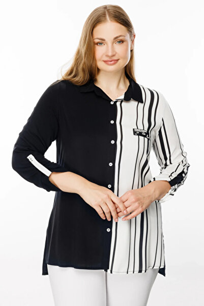 Ekol Black Striped Women's Tunic - 1152 Model