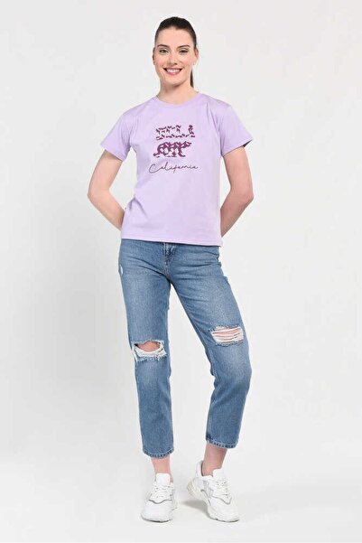 UCLA Γυναικείο μπλουζάκι Allison Lilac Crew Neck με στάμπα