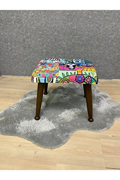 Asedia Trend Ceviz Diego Ahşap Ayak Uzatma Pufu Makyaj Koltuğu Tabure Babalar...